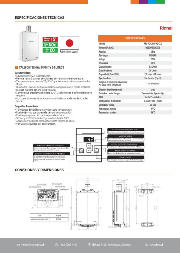 Calefón Rinnai infinity 24 Litros - Imagen 3
